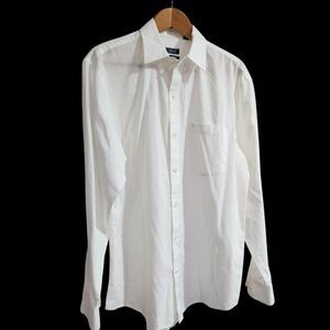 Izod White Long Sleeve Collared Shirt Work Office Corporate Minimalist Career M